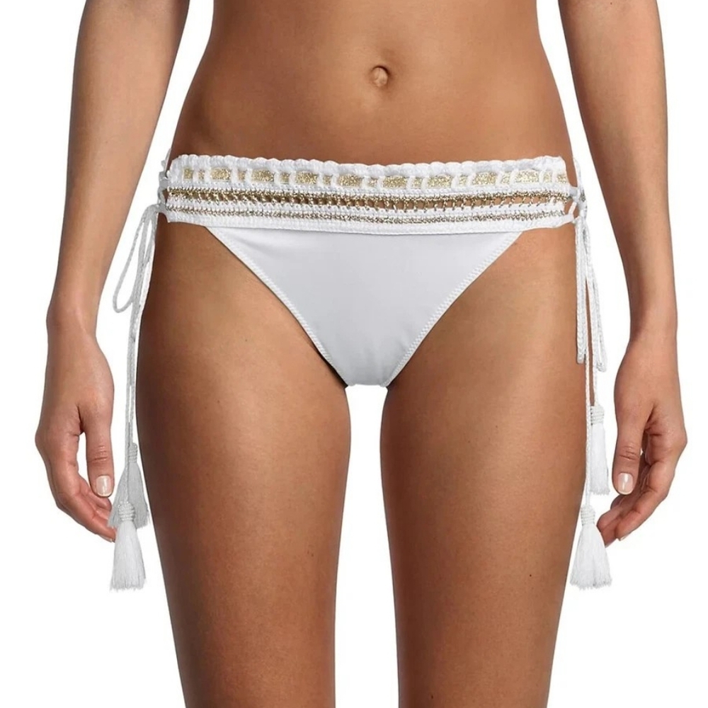 Ramy Brook White and Gold Bikini with Crochet Metallic Accents - Picture 7 of 13